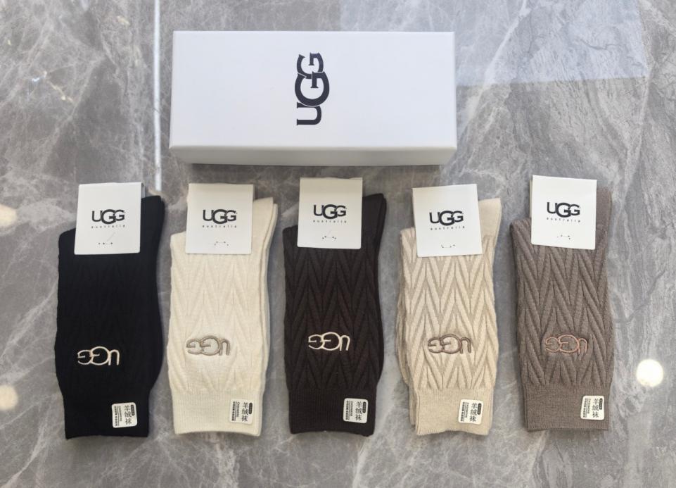 réplica,joyas,joyería,1:1,replica,fake,lujo,barato réplica,joyas,joyería,1:1,replica,fake,lujo,barato Calcetines UGG de cachemir bordados de media caña, 5 pares por caja (YSV4R)