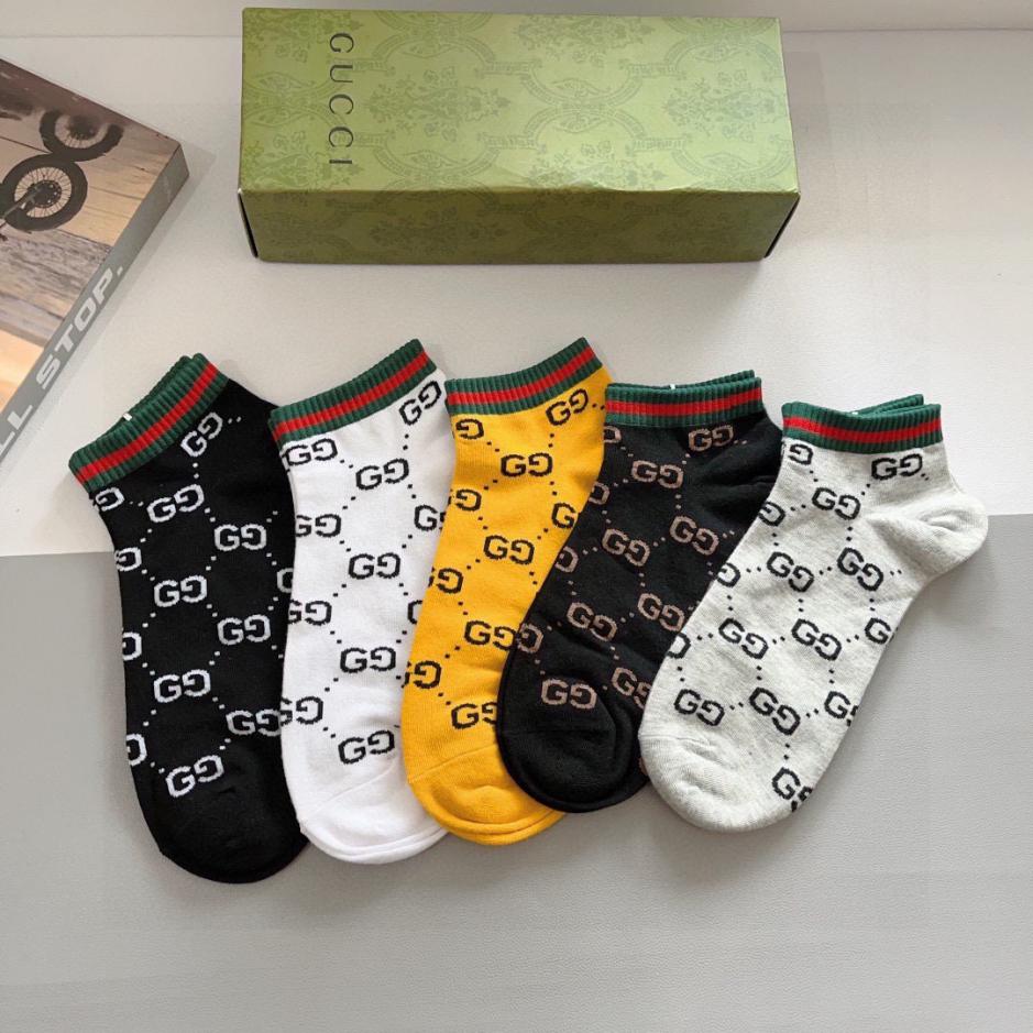 réplica,joyas,joyería,1:1,replica,fake,lujo,barato réplica,joyas,joyería,1:1,replica,fake,lujo,barato (5 pares por caja) Calcetines unisex GUCCI, hechos de puro algodón (RDJS2) – perfectos para Instagram.
