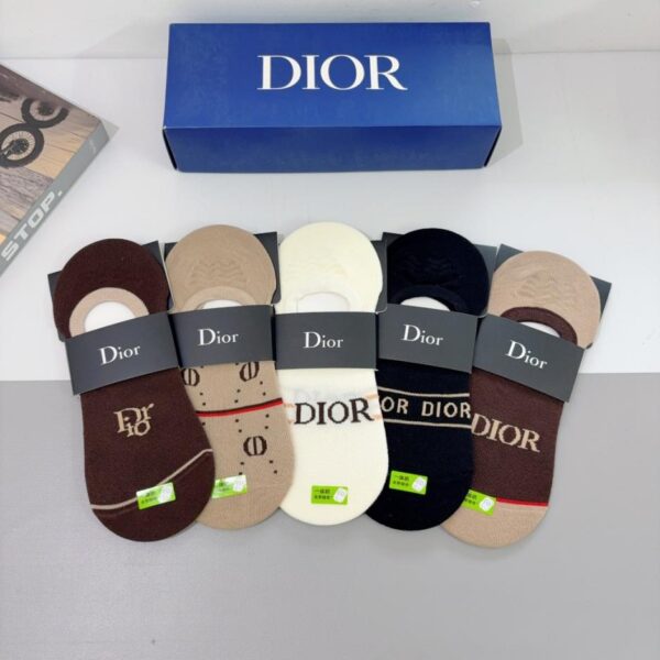 réplica,joyas,joyería,1:1,replica,fake,lujo,barato (5 pares por caja) Calcetines Dior de algodón de bambú (GRKCA)