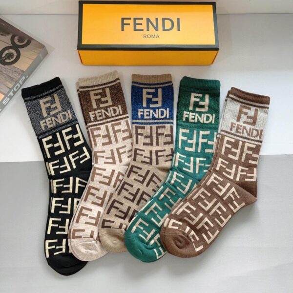 réplica,joyas,joyería,1:1,replica,fake,lujo,barato [5 pares por caja] Calcetines altos hasta el muslo FENDI (ZMTGI)