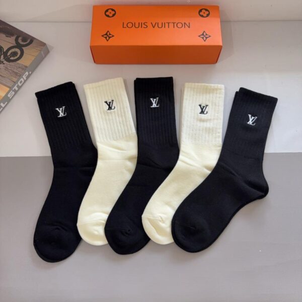 réplica,joyas,joyería,1:1,replica,fake,lujo,barato [5 pares por caja] Medias bordadas de alta calidad Louis Vuitton (EGOGG)
