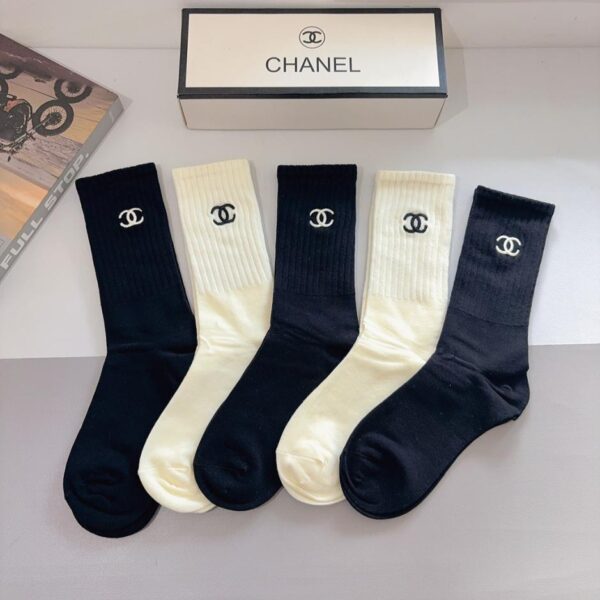 réplica,joyas,joyería,1:1,replica,fake,lujo,barato (5 pares por caja) El nuevo tejido largo de algodón bordado de Chanel (R0YFD)