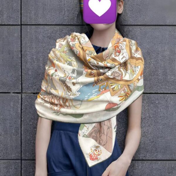 réplica,joyas,joyería,1:1,replica,fake,lujo,barato Hermès [Academia Ecuestre] 140 Chal reversible de seda y lana en tonos (J2TR7)