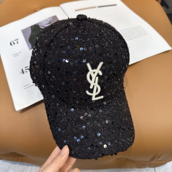 réplica,joyas,joyería,1:1,replica,fake,lujo,barato Gorra de béisbol con lentejuelas de la nueva colección otoño/invierno de Saint Laurent (LGE8T)