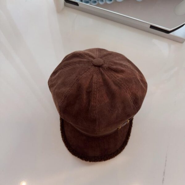réplica,joyas,joyería,1:1,replica,fake,lujo,barato Gorra de béisbol octogonal de pana nueva de Celine Otoño/Invierno (XJN12)