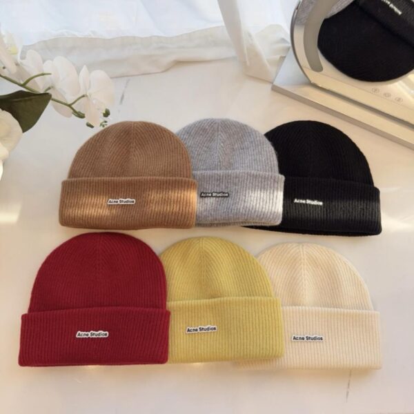 réplica,joyas,joyería,1:1,replica,fake,lujo,barato Gorro de lana de punto Acne Studios Otoño/Invierno, Gorro de punto de doble capa grueso 100% lana (QEUF0)