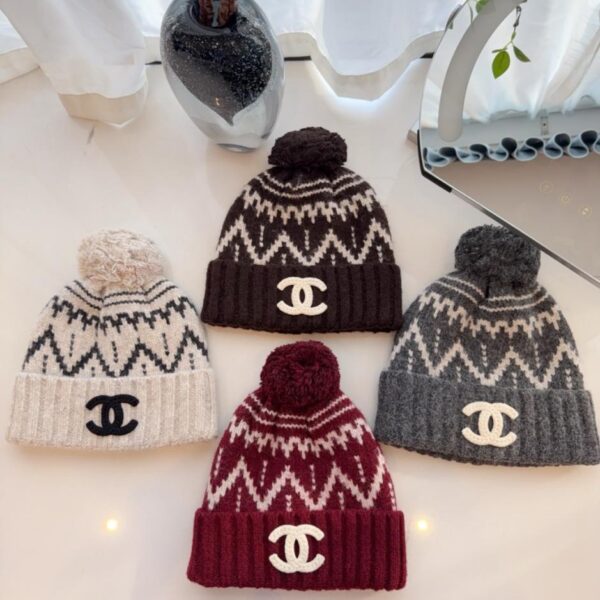 réplica,joyas,joyería,1:1,replica,fake,lujo,barato Gorro de punto grueso CHANEL, Gorro de punto jacquard extra grueso y cálido (MLDWC)