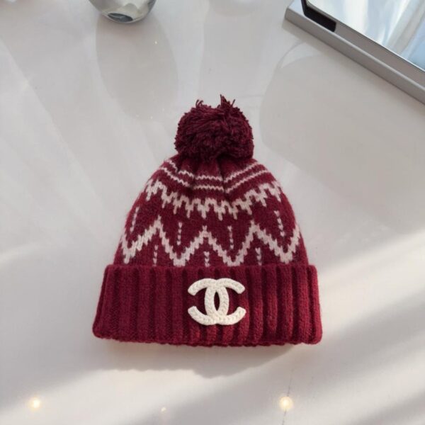 réplica,joyas,joyería,1:1,replica,fake,lujo,barato Gorro de punto grueso CHANEL, gorro de punto jacquard extra grueso y cálido (QICSR)