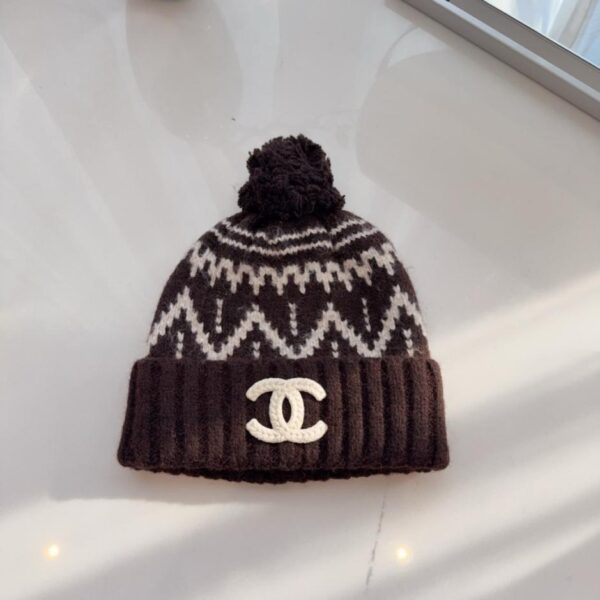 réplica,joyas,joyería,1:1,replica,fake,lujo,barato Gorro de punto grueso CHANEL, gorro de punto jacquard extra grueso y cálido (S6GX0)