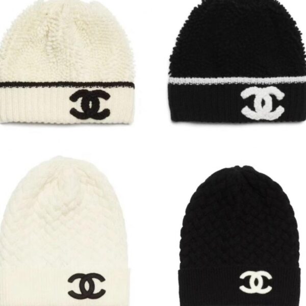 réplica,joyas,joyería,1:1,replica,fake,lujo,barato Gorro de punto CHANEL en negro, blanco y rosa (DYQE7)