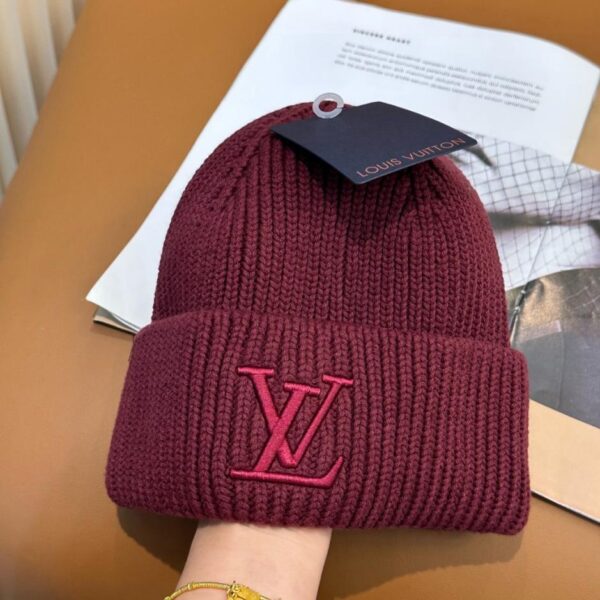 réplica,joyas,joyería,1:1,replica,fake,lujo,barato Gorro de punto con logo bordado de Louis Vuitton, unisex (AEOLN)