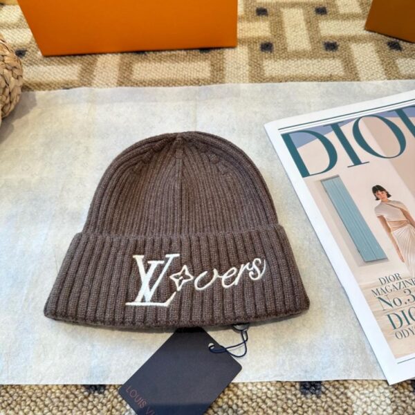 réplica,joyas,joyería,1:1,replica,fake,lujo,barato Gorro de punto con logo bordado de Louis Vuitton, unisex (BSX49)