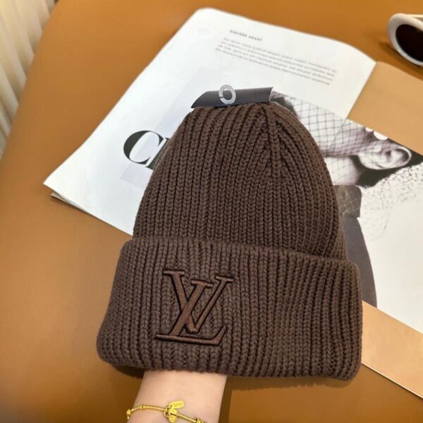 réplica,joyas,joyería,1:1,replica,fake,lujo,barato Gorro de punto con logo LV bordado, unisex (QCI0U)
