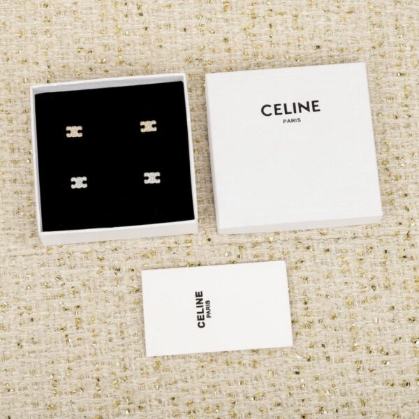 réplica,joyas,joyería,1:1,replica,fake,lujo,barato Boutique / Pendientes con el logotipo del Arco del Triunfo de Celine y diamantes (VVHSZ)