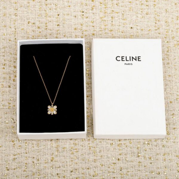 réplica,joyas,joyería,1:1,replica,fake,lujo,barato Boutique / Collar de Celine con forma de lágrima y diamantes cuadrados en forma de Arco del Triunfo (SMN9V)