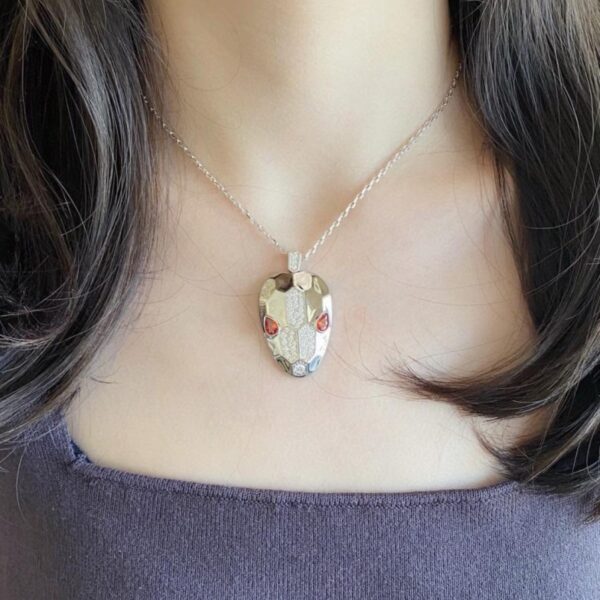 réplica,joyas,joyería,1:1,replica,fake,lujo,barato Boutique / Collar Bulgari con serpiente calva de ojos rojos (TNY2S)