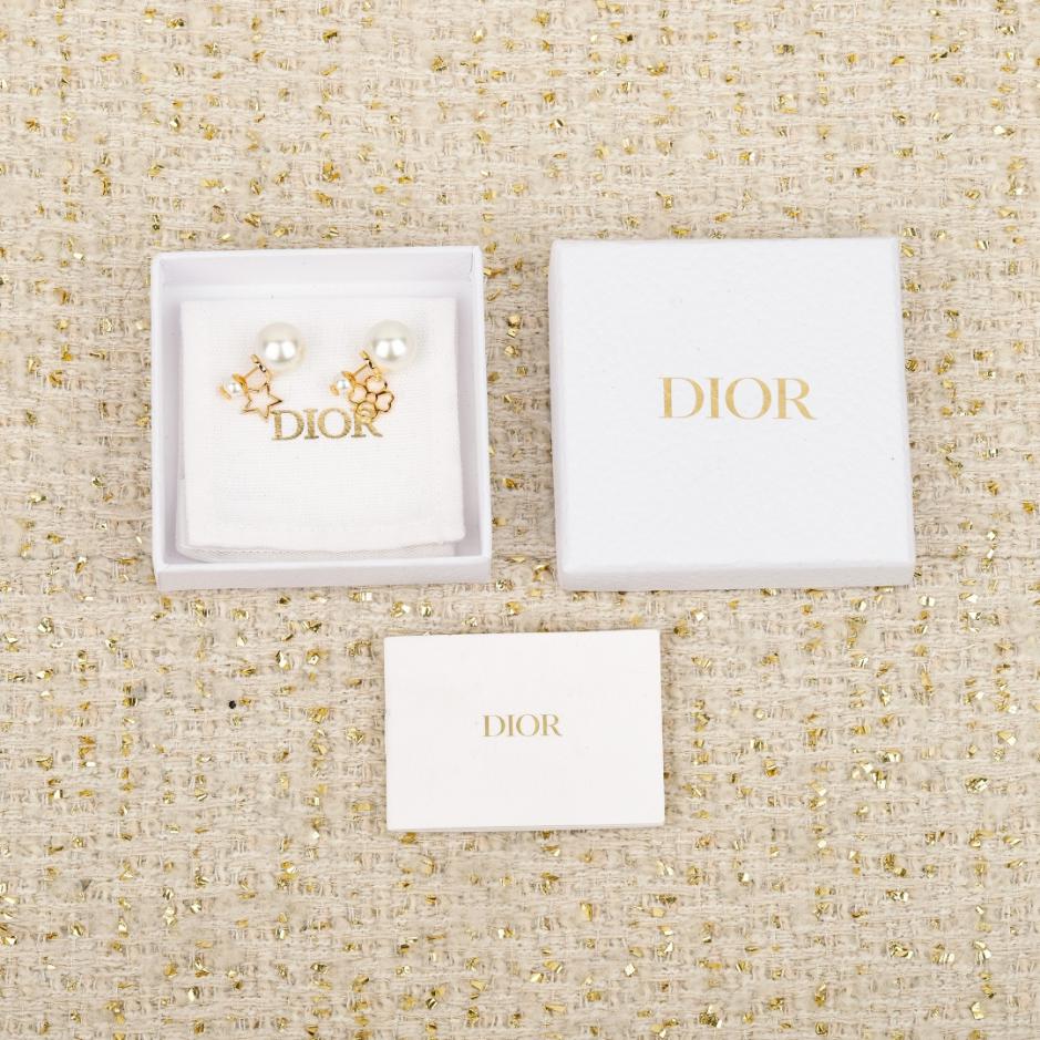 réplica,joyas,joyería,1:1,replica,fake,lujo,barato réplica,joyas,joyería,1:1,replica,fake,lujo,barato Boutique / Pendientes de perlas asimétricas Dior con diseño de estrella de cinco puntas y trébol de cuatro hojas (UM7OZ)