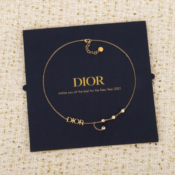 réplica,joyas,joyería,1:1,replica,fake,lujo,barato Boutique / Collar de dos diamantes con la letra Dior (X0FAH)
