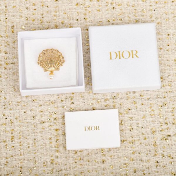 réplica,joyas,joyería,1:1,replica,fake,lujo,barato Boutique / Broche de perla con forma de CD de Dior Shell (46UJ9)