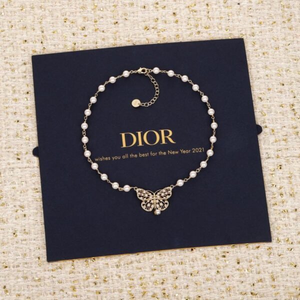 réplica,joyas,joyería,1:1,replica,fake,lujo,barato Boutique / 0【Collar de perlas de mariposa caladas de Dior】(R3I3I)