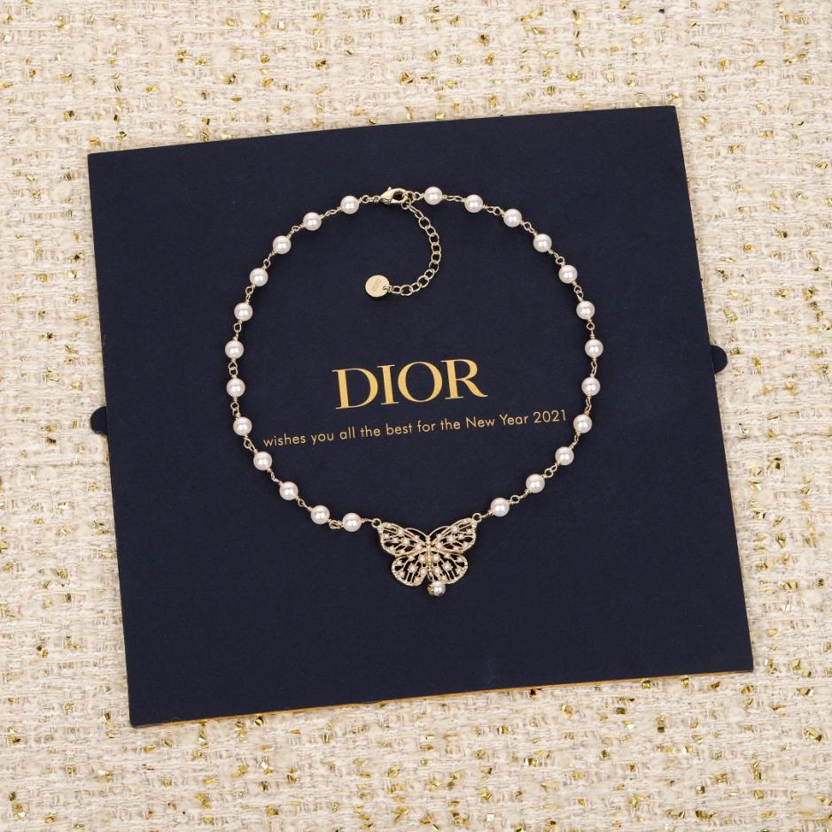 réplica,joyas,joyería,1:1,replica,fake,lujo,barato réplica,joyas,joyería,1:1,replica,fake,lujo,barato Boutique / 0【Collar de perlas de mariposa caladas de Dior】(R3I3I)