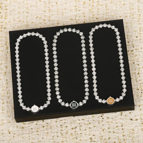 réplica,joyas,joyería,1:1,replica,fake,lujo,barato Boutique / Collar con letras esmaltadas y diamantes MIUMIU (F2SXQ)