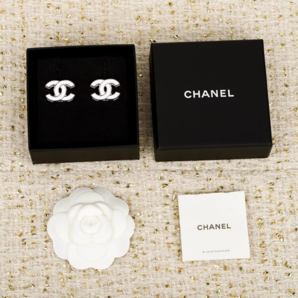 réplica,joyas,joyería,1:1,replica,fake,lujo,barato Boutique / Pendientes Chanel con doble C y gotas de aceite blanco (FC6ZQ)