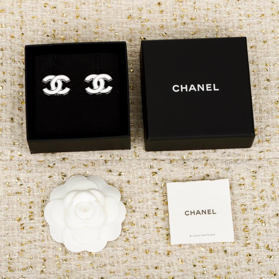 réplica,joyas,joyería,1:1,replica,fake,lujo,barato réplica,joyas,joyería,1:1,replica,fake,lujo,barato Boutique / Pendientes Chanel con doble C y gotas de aceite blanco (FC6ZQ)