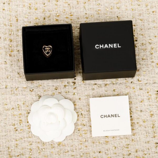 réplica,joyas,joyería,1:1,replica,fake,lujo,barato Boutique / Anillo Chanel de corazón negro y dorado (CCT0L)