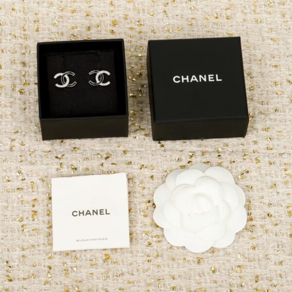 réplica,joyas,joyería,1:1,replica,fake,lujo,barato Boutique / Pendientes Chanel negros con doble C y medio diamante (0HQUA)