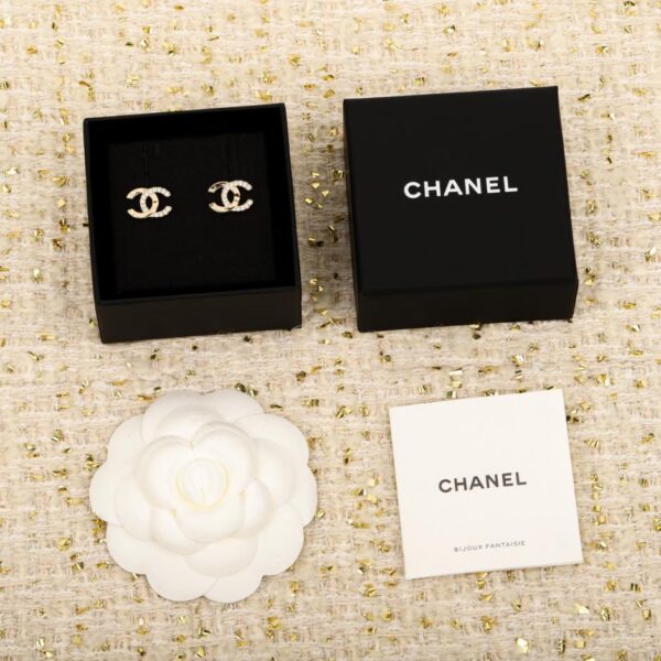 réplica,joyas,joyería,1:1,replica,fake,lujo,barato Boutique / Pendientes Chanel de doble C, mitad oro y mitad diamante (YLVIB)
