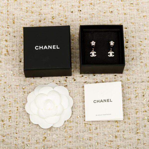 réplica,joyas,joyería,1:1,replica,fake,lujo,barato Boutique / Pendientes Chanel Doble C con Estrella de Cinco Puntas y Diamantes (1X46A)