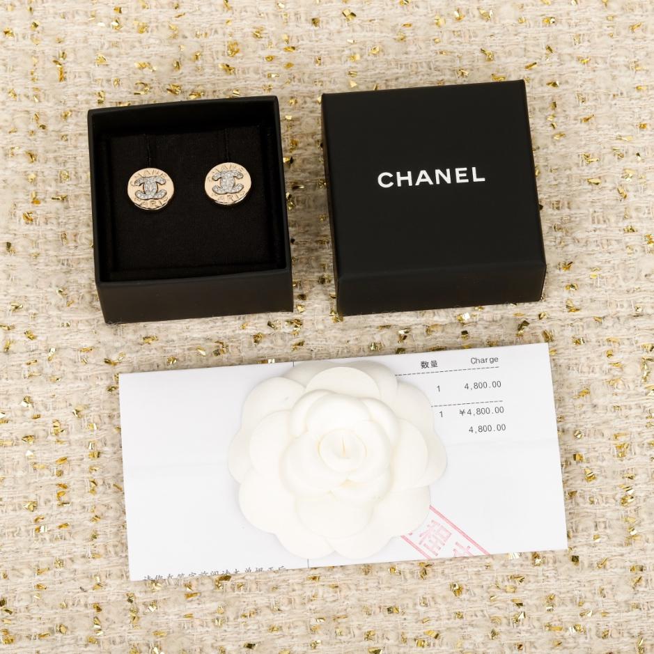 réplica,joyas,joyería,1:1,replica,fake,lujo,barato réplica,joyas,joyería,1:1,replica,fake,lujo,barato Boutique / Pendientes Chanel con botón redondo y doble C (2CS38)