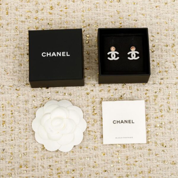 réplica,joyas,joyería,1:1,replica,fake,lujo,barato Boutique / Pendientes Chanel con doble C de diamantes redondos (D6RAT)