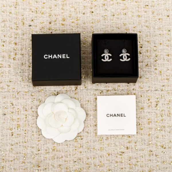 réplica,joyas,joyería,1:1,replica,fake,lujo,barato Boutique / Pendientes Chanel con doble C de diamantes redondos (QW75T)