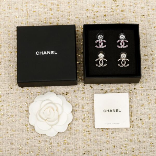 réplica,joyas,joyería,1:1,replica,fake,lujo,barato Boutique / Pendientes Chanel de esmalte negro y rosa (XOEDC)