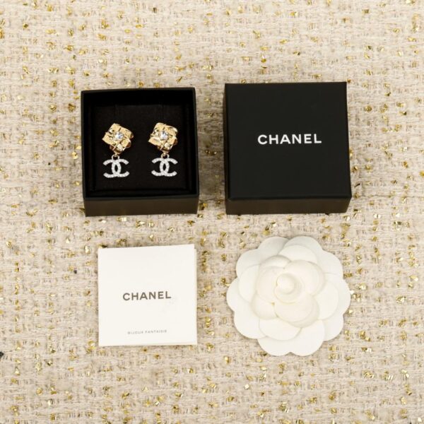 réplica,joyas,joyería,1:1,replica,fake,lujo,barato Boutique / Pendientes Chanel con doble C cuadrada, calada y trenzada (1 UZ 3 K)