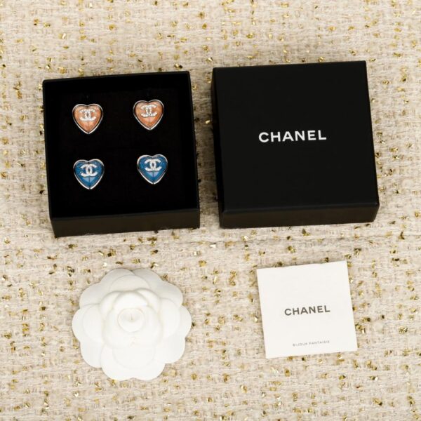 réplica,joyas,joyería,1:1,replica,fake,lujo,barato Boutique / Pendientes Chanel de corazón azul y rosa (U0WEM)