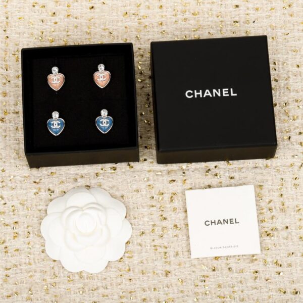 réplica,joyas,joyería,1:1,replica,fake,lujo,barato Boutique / Pendientes Chanel con doble C y corazón azul (O762F)