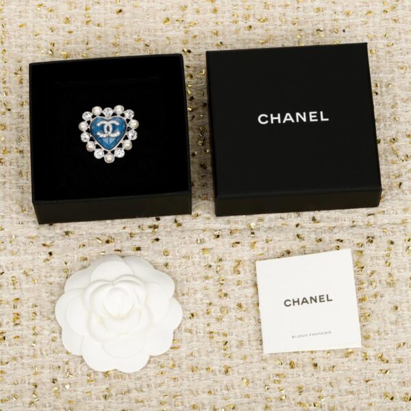 réplica,joyas,joyería,1:1,replica,fake,lujo,barato Boutique / Broche de perfume Chanel con forma de corazón azul (13YT1)