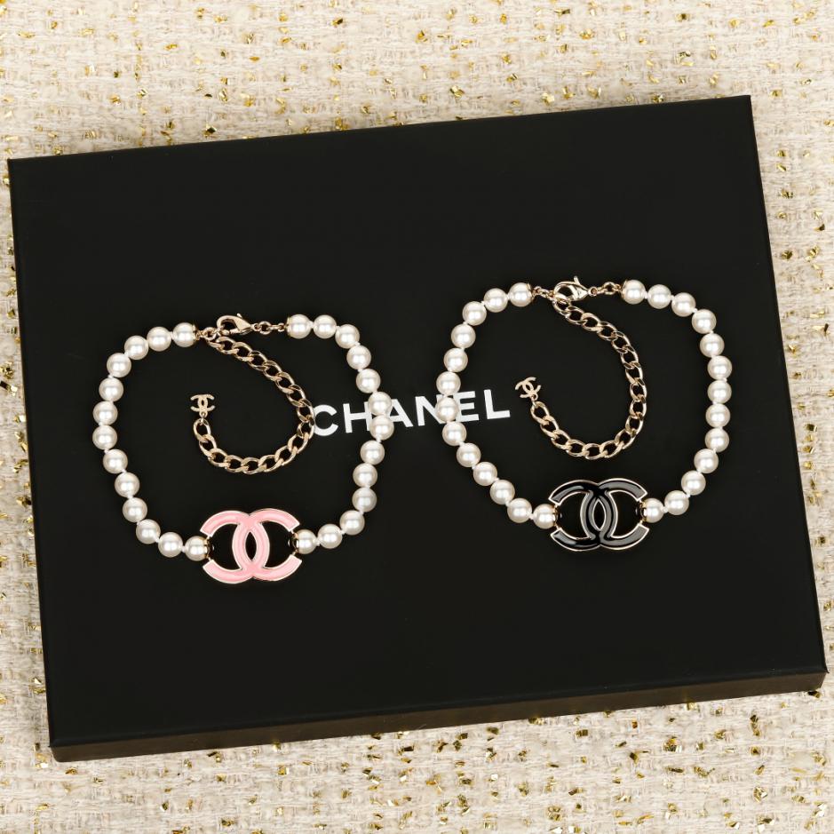 réplica,joyas,joyería,1:1,replica,fake,lujo,barato réplica,joyas,joyería,1:1,replica,fake,lujo,barato Boutique / Gargantilla de perlas rosa y negra de Chanel (00WN6)
