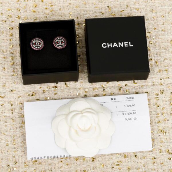 réplica,joyas,joyería,1:1,replica,fake,lujo,barato Boutique / Pendientes Chanel de resina con doble C y diamantes redondos (1KC0B)