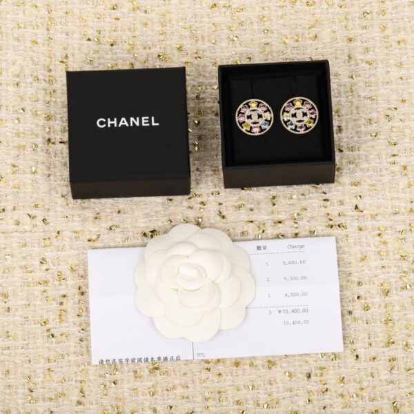 réplica,joyas,joyería,1:1,replica,fake,lujo,barato Boutique / Pendientes Chanel con doble C y estrella de cinco puntas con diamantes de colores (K3QK4)