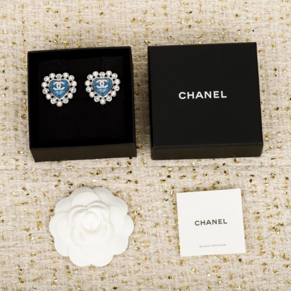 réplica,joyas,joyería,1:1,replica,fake,lujo,barato Boutique / Pendientes de perla con forma de corazón azul y diamantes de imitación (FJGD8)