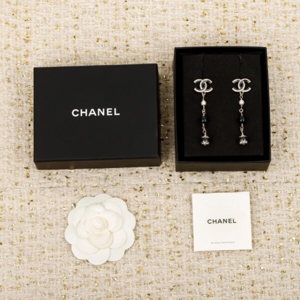 réplica,joyas,joyería,1:1,replica,fake,lujo,barato Boutique / Pendientes Chanel de esmalte negro y rosa (FSZ09)