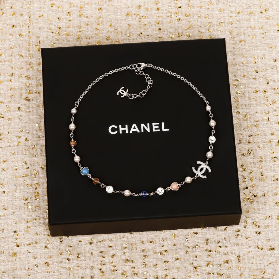 réplica,joyas,joyería,1:1,replica,fake,lujo,barato réplica,joyas,joyería,1:1,replica,fake,lujo,barato Boutique / Collar de perlas doble C con forma de corazón de Chanel: 25 piezas (DW3FH)