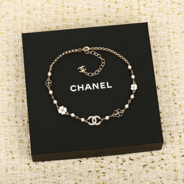 réplica,joyas,joyería,1:1,replica,fake,lujo,barato Boutique / Collar Chanel con doble C de esmalte rosa (USMKY)
