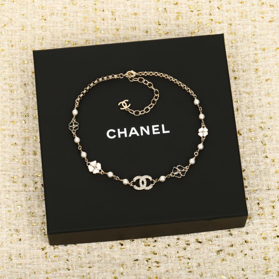 réplica,joyas,joyería,1:1,replica,fake,lujo,barato réplica,joyas,joyería,1:1,replica,fake,lujo,barato Boutique / Gargantilla Chanel con perlas de camelia en blanco y negro (XLQJW)