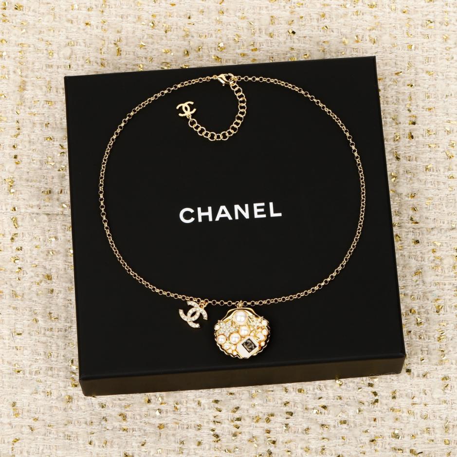 réplica,joyas,joyería,1:1,replica,fake,lujo,barato réplica,joyas,joyería,1:1,replica,fake,lujo,barato Boutique / Collar con frasco de perfume de concha de Chanel (XLTN9)