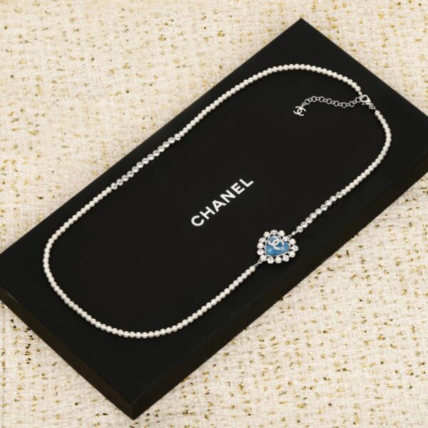 réplica,joyas,joyería,1:1,replica,fake,lujo,barato Boutique / Collar tipo suéter con corazón de perlas y diamantes de imitación de Chanel (FVXHR)